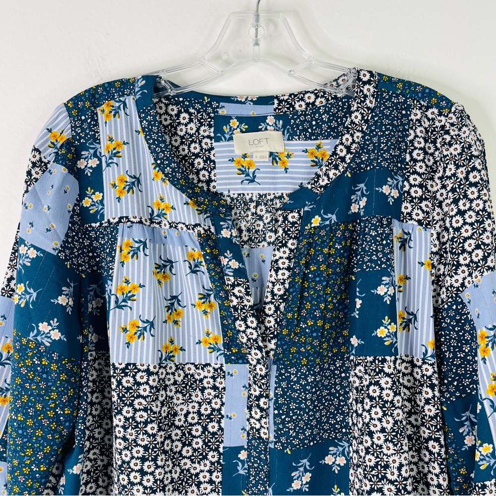 Loft Blue White Floral Patchwork Cottagecore Popo… - image 2